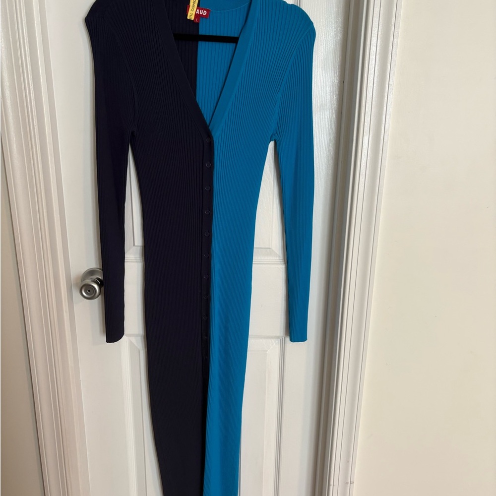 Staud shoko two tone blue dress size large